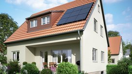 Ein Haus mit einer Photovoltaikanlage